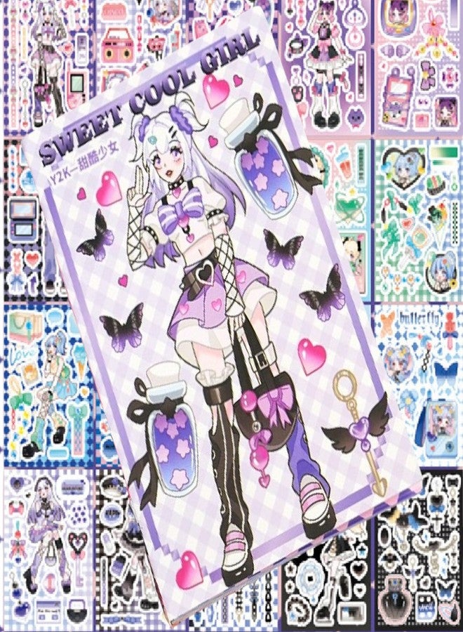 SAMVARDHAN Kawaii Stickers Book - 20 Sheets/400 Stickers, Anime, Korean Self-Adhesive Kawaii Sticker, Japanese Style Decorative Stickers, Cartoon Theme Sticker for Girls (Sweet Cool Girl) - Image 1